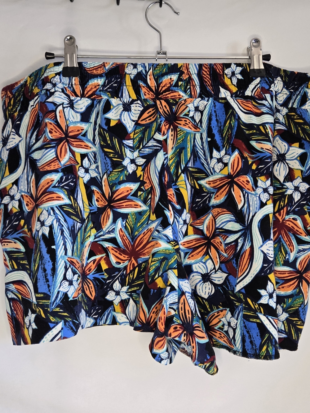 Apt. 9 Navy Floral Print Shorts with Orange & Yellow Accents